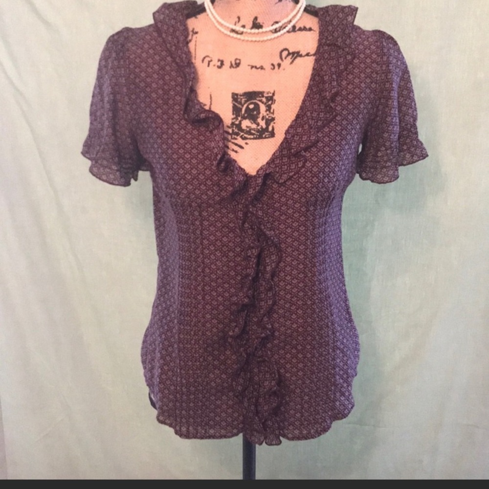 Gap button down light ruffle blouse top 4